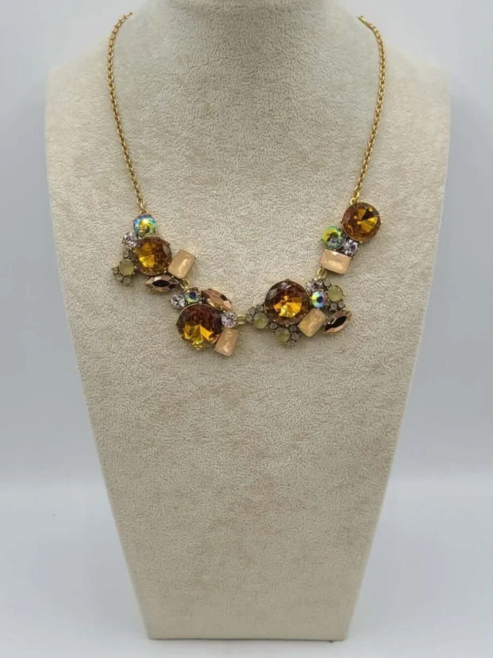 J Crew Gold Crystal Cluster Necklace